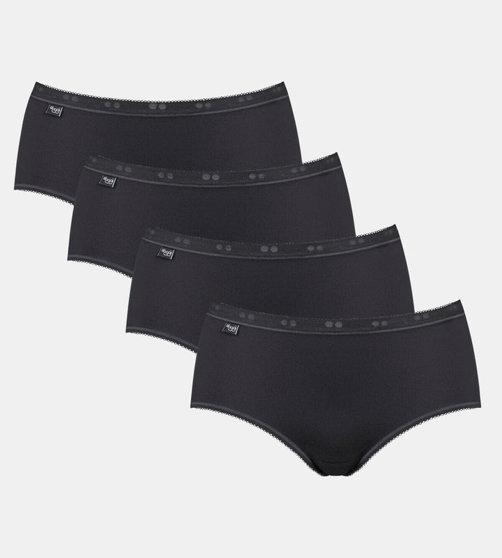 Sloggi - Basic+ Midi 4-pack - Black Slip Sloggi