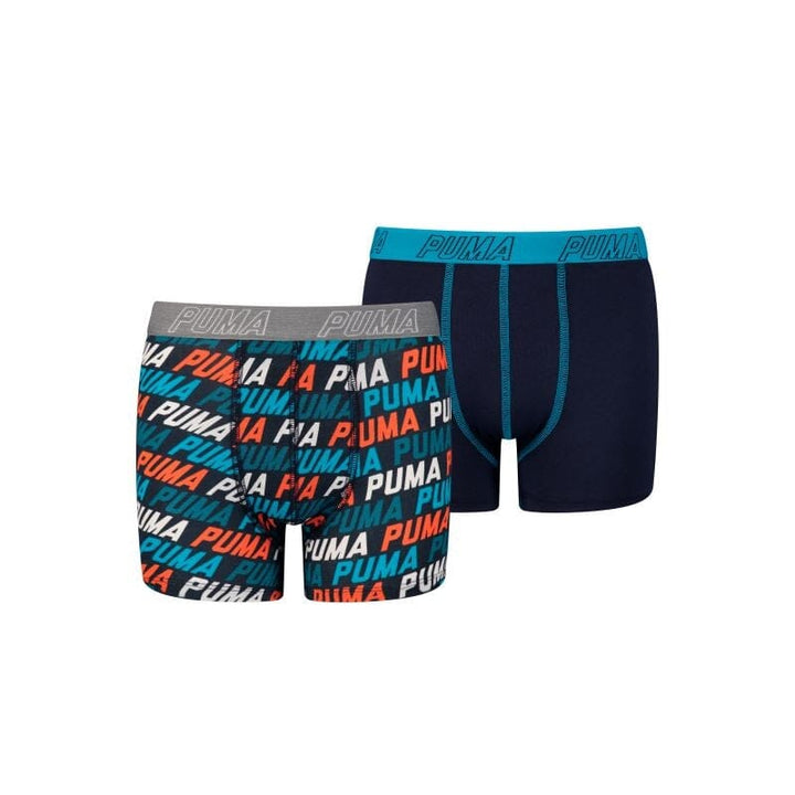 Puma - Kids Basic Repeat Logo Boxer 2-pack - Blue/ Orange Boxershort Puma