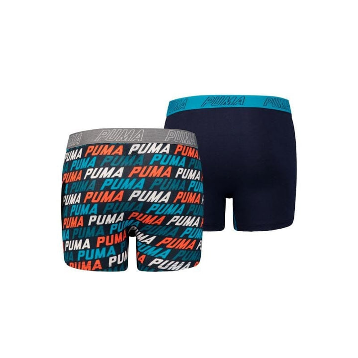 Puma - Kids Basic Repeat Logo Boxer 2-pack - Blue/ Orange Boxershort Puma