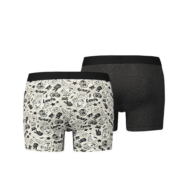 Levi's - 200SF Emoji Print 2-pack - Black/White Boxershort Levis
