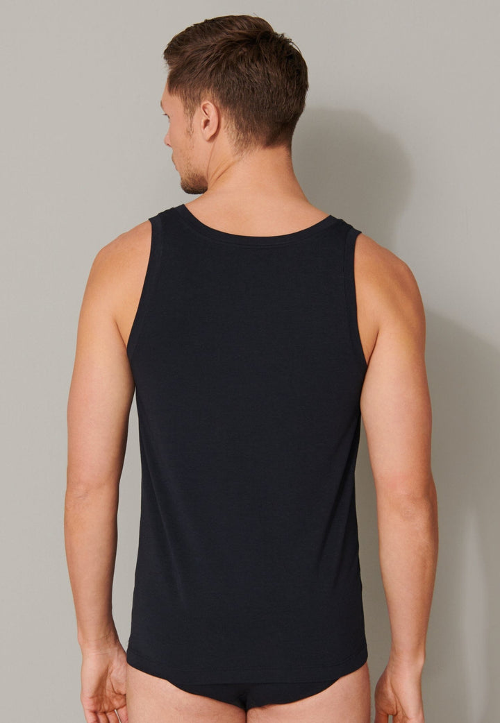 Schiesser - Long Life Soft Shirt - Blauw/ Zwart Hemd Schiesser
