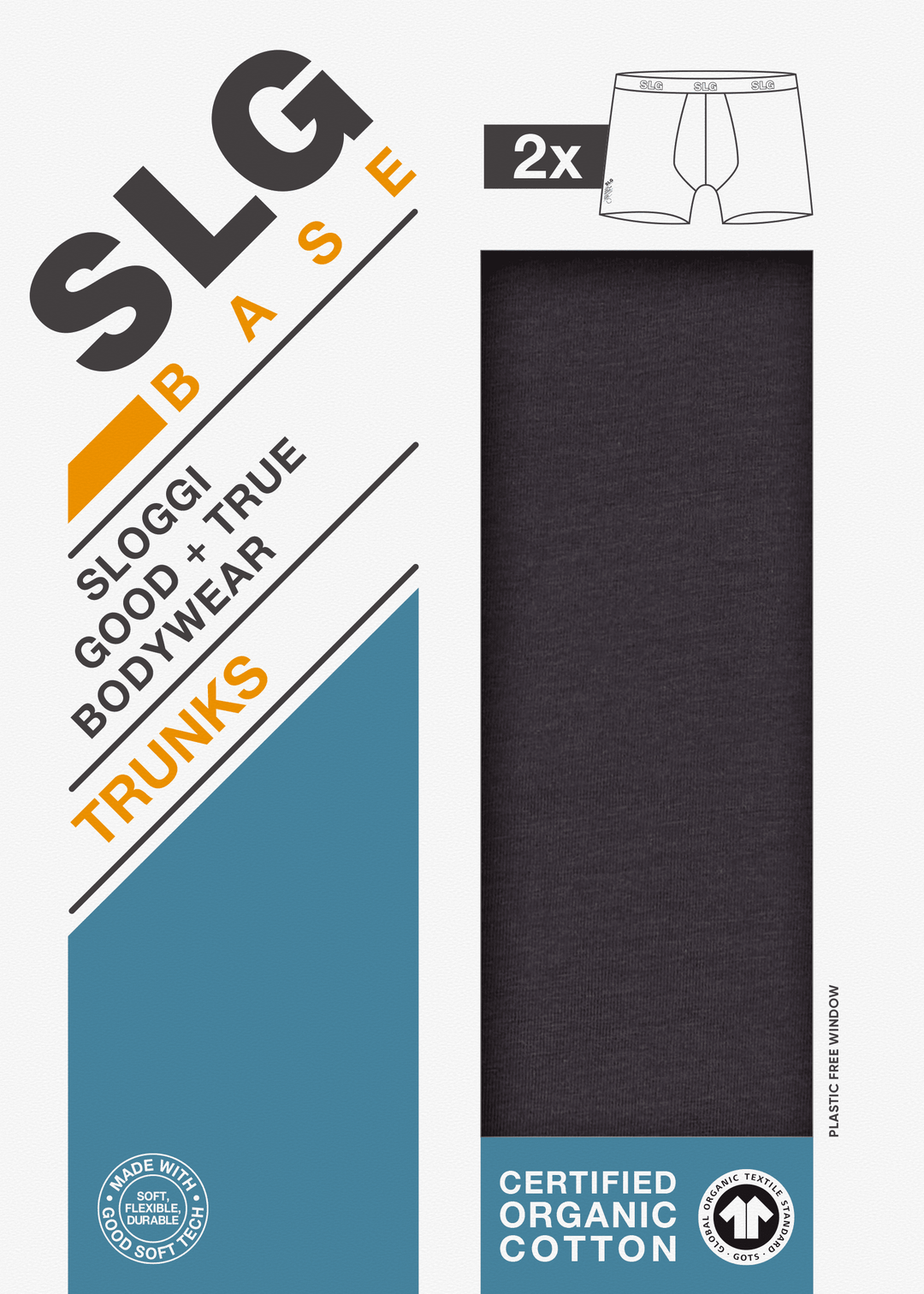 Sloggi - SLG Base Trunk 2-pack - 3828 Charcoal Slip Sloggi 