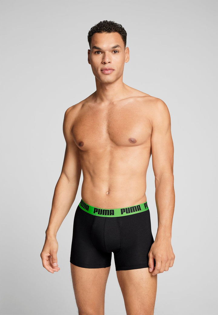 Puma - Basic Boxer 2-pack - 701226387 - 018 Black/ Green Boxershort Puma 