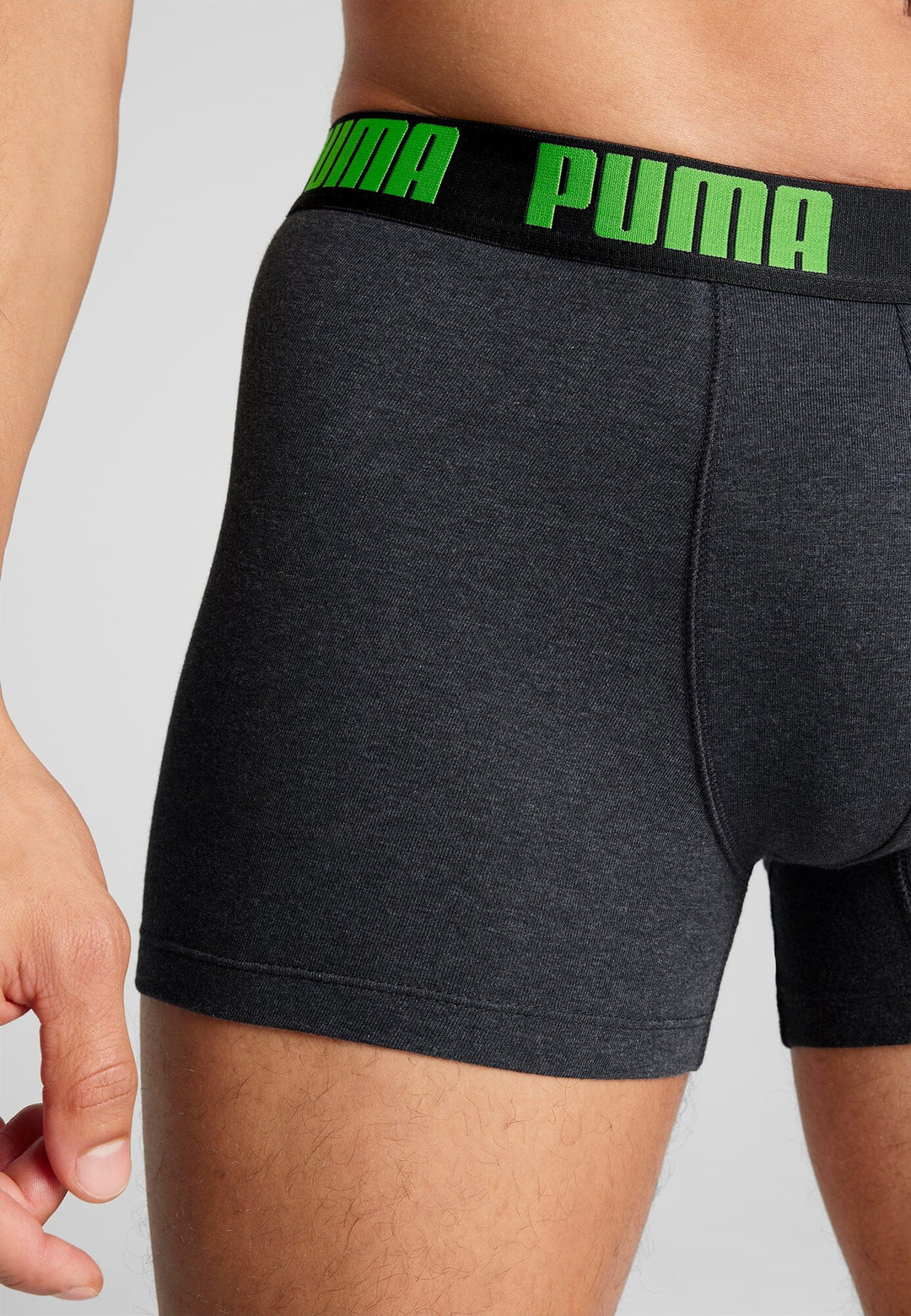 Puma - Basic Boxer 2-pack - 701226387 - 018 Black/ Green Boxershort Puma 