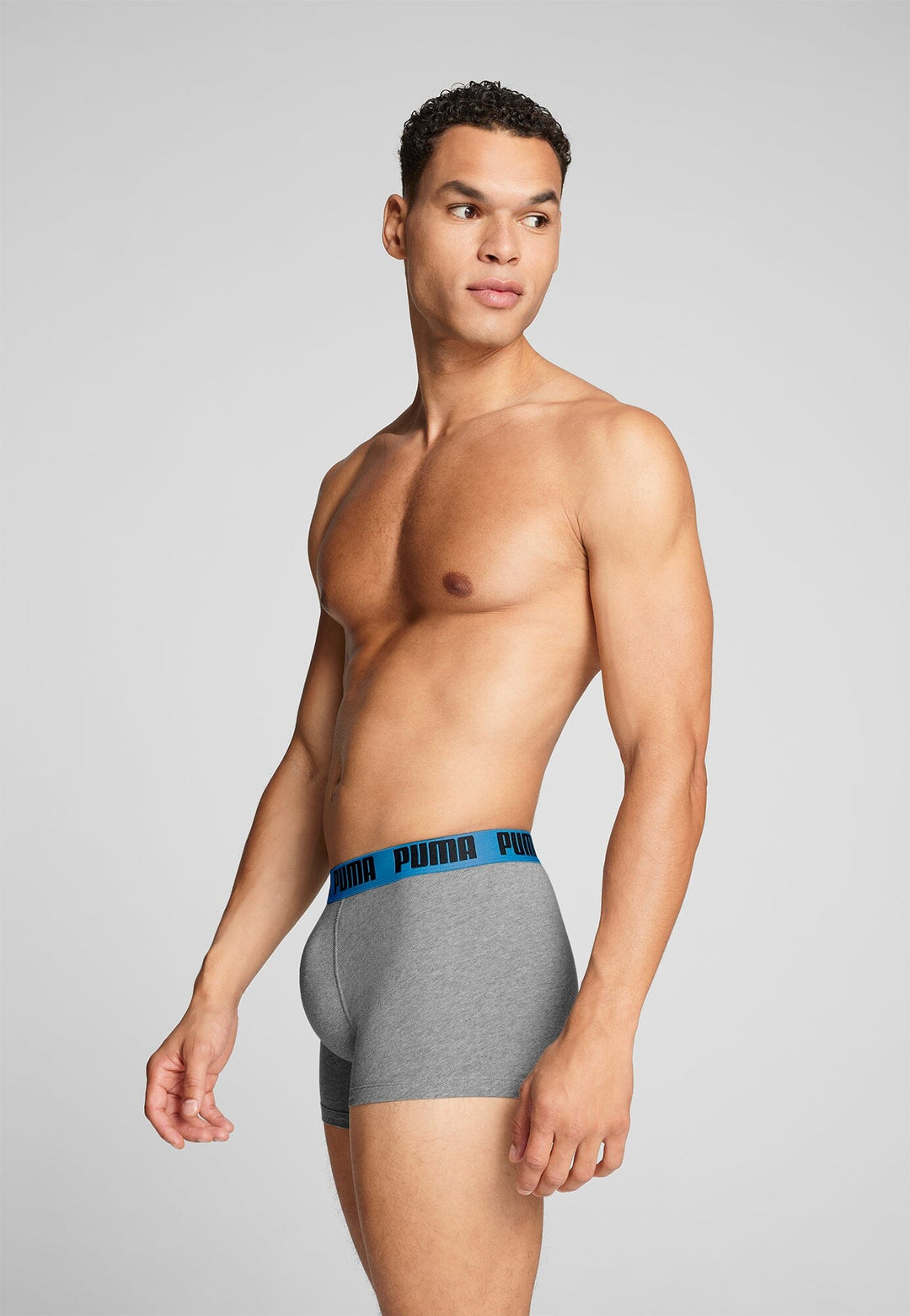 Puma - Basic Boxer 2-pack - 701226387 - 019 Grey Melange/ Speed Blue Boxershort Puma 