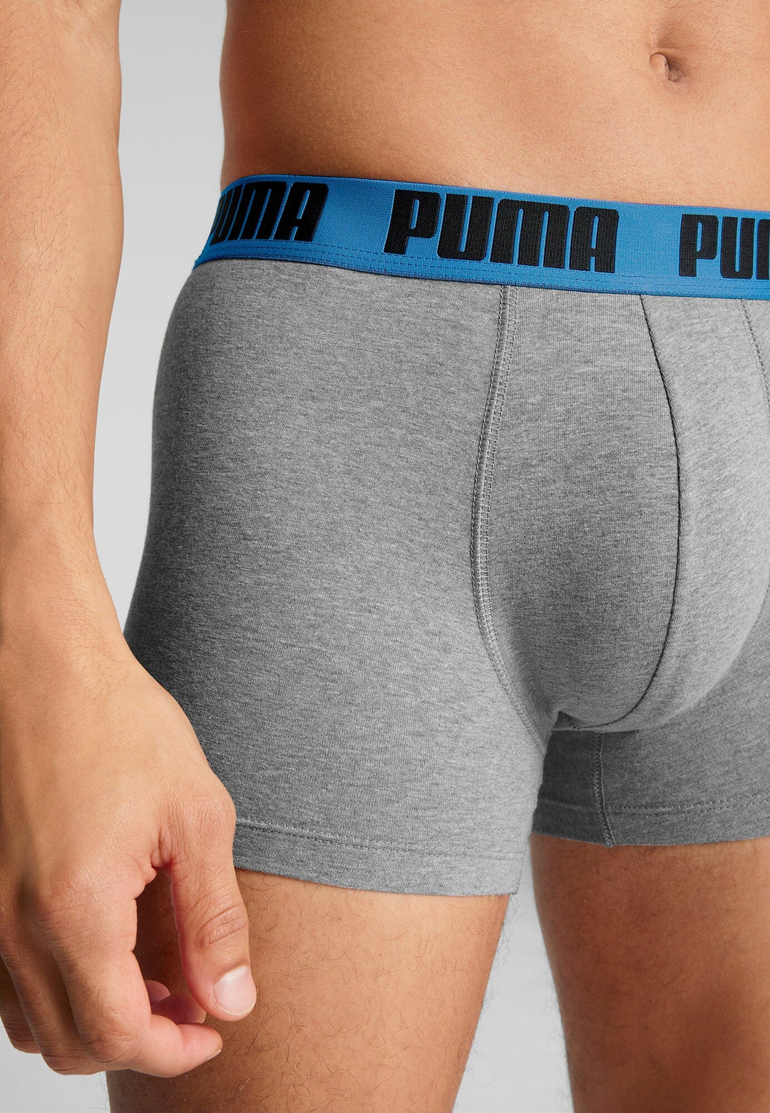 Puma - Basic Boxer 2-pack - 701226387 - 019 Grey Melange/ Speed Blue Boxershort Puma 