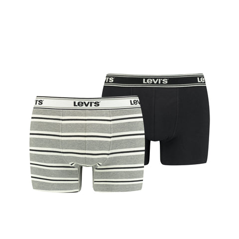 Levi's - Men Sporty Stripe B 2-pack - Grey Melange/Black Boxershort Levis 