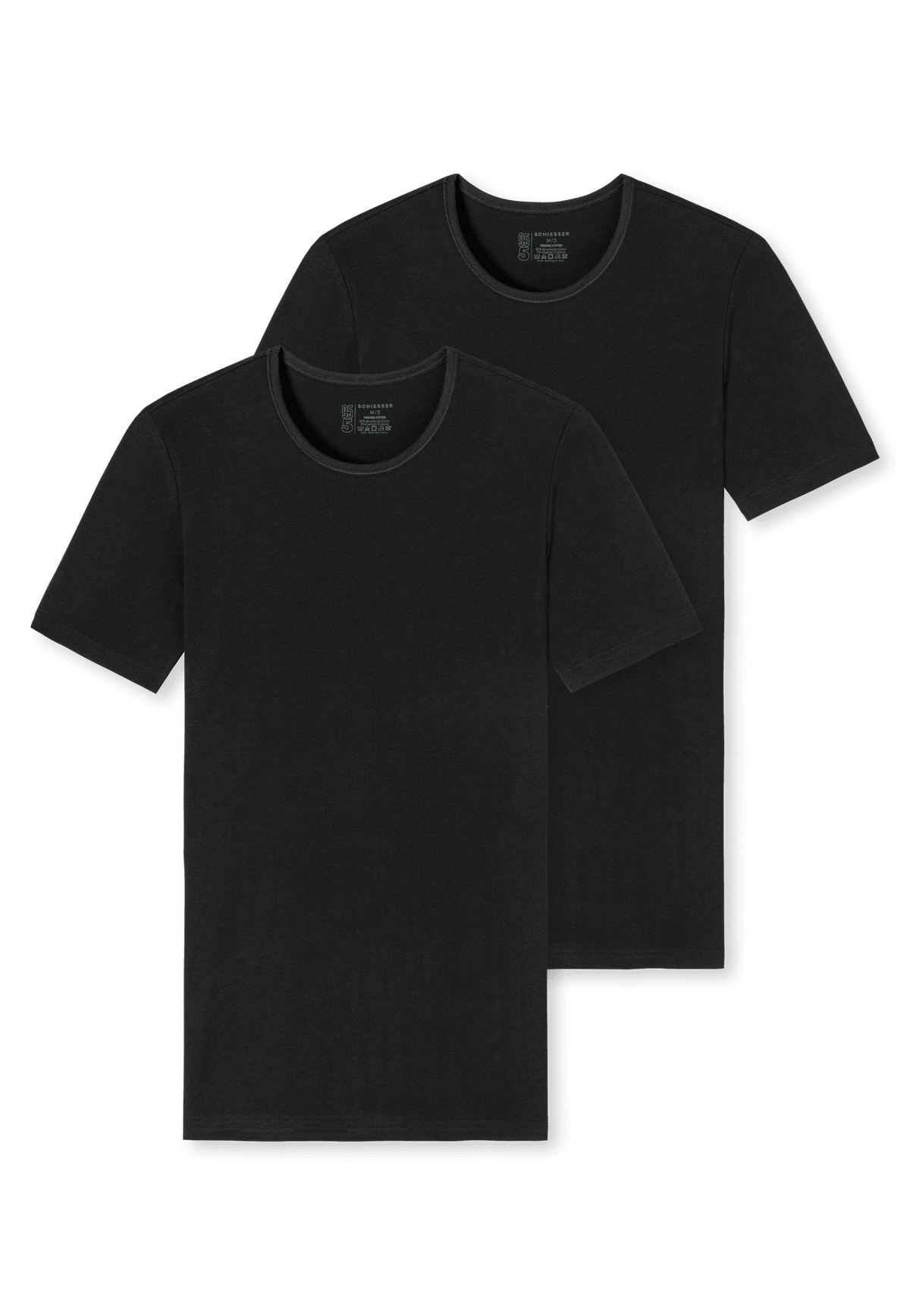 Schiesser 95/5 heren Shirt 2-pack - zwart Into Underwear Standaard Schiesser 