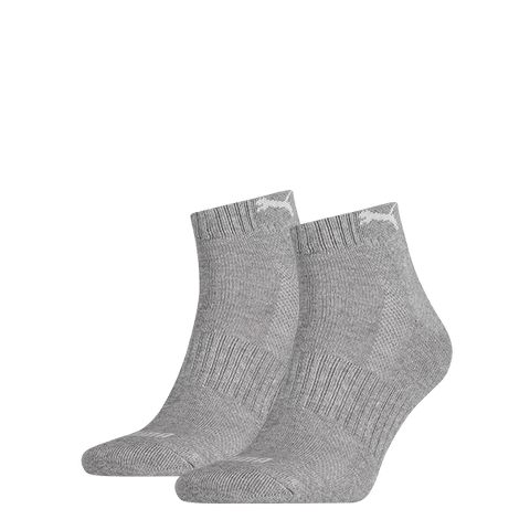 Puma - Badstof Quarter 2-pack - Middle Grey Melange Sokken Puma 
