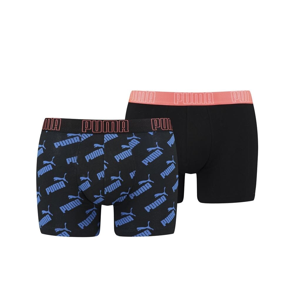 Puma - Logo AOP 2-pack - Blue/ Orange Boxershort Puma 