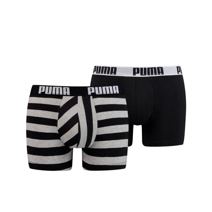 Puma - Optical Stripe Boxer 2-pack - Grey / Black Boxershort Puma 