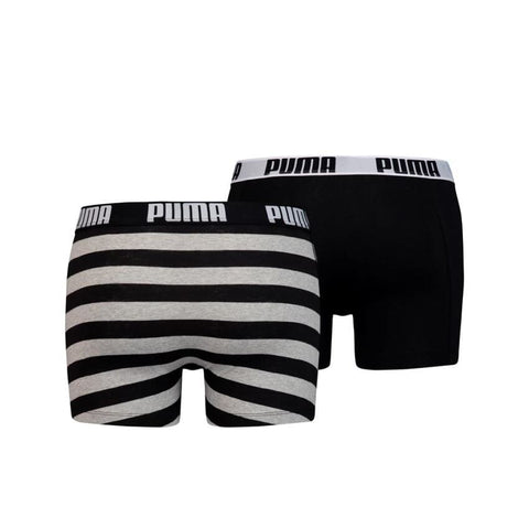 Puma - Optical Stripe Boxer 2-pack - Grey / Black Boxershort Puma 