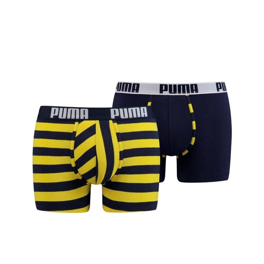 Puma - Optical Stripe Boxer - 2-pack - Navy / Yellow Boxershort Puma 