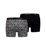 Puma - Optical Logo AOP Boxer - 2-pack - Grey / Black Boxershort Puma 