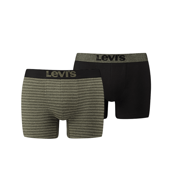 Levi's - 200SF Birdfeet Stripe 2-pack - Olive Green/Black Boxershort Levis 