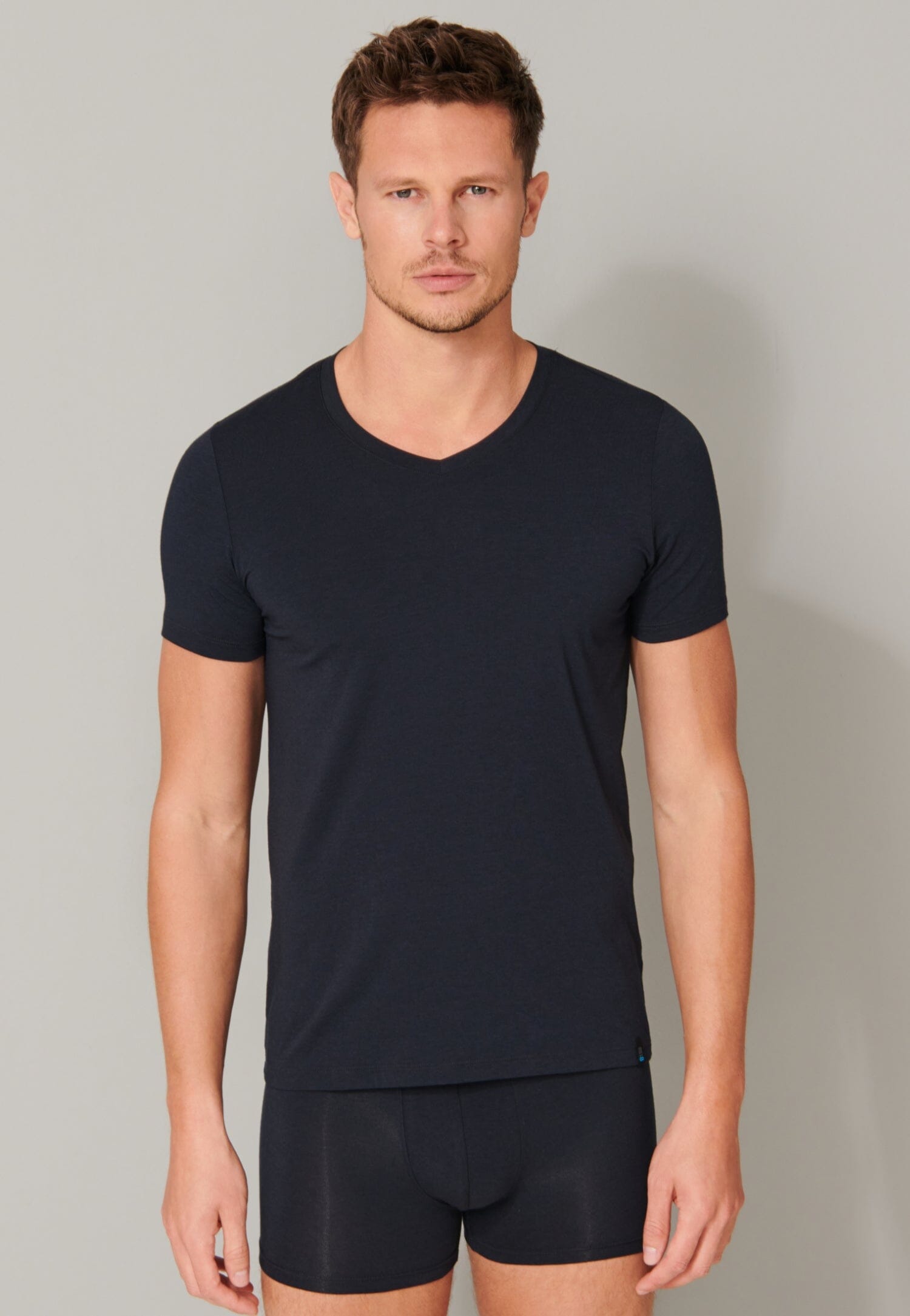 Schiesser - Long Life Soft T-Shirt - Blauw/ Zwart Shirt Schiesser 